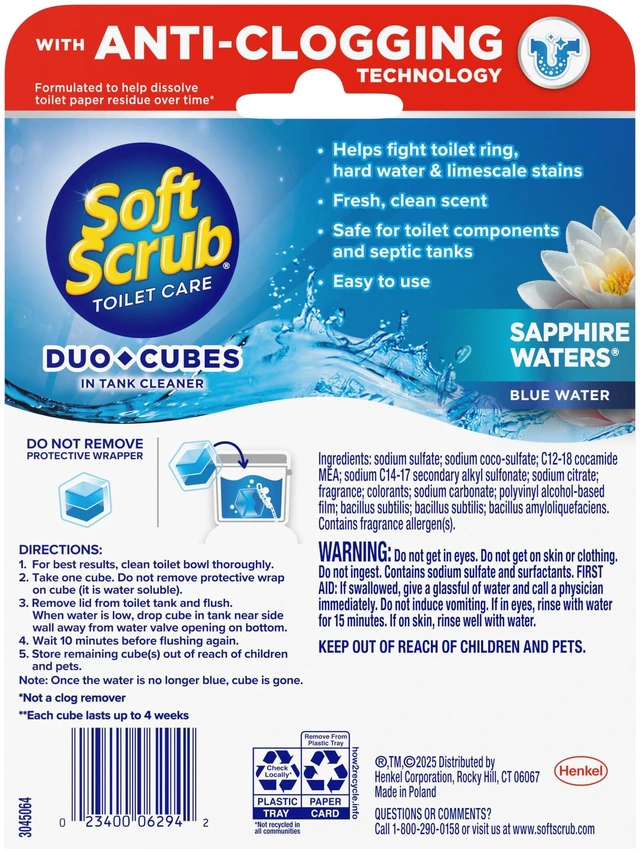 Alt view image 7 of 7 - Soft Scrub in-Tank Toilet Cleaner Duo-Cubes, Sapphire Waters, 4 Count