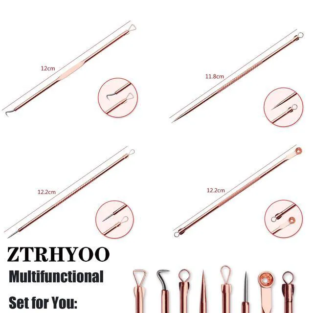 Alt view image 6 of 6 - ZTRHYOO Blackhead Remover Pimple Comedone Extractor Tool Acne Removal Kit with Case for Nose Face Skin, Rose