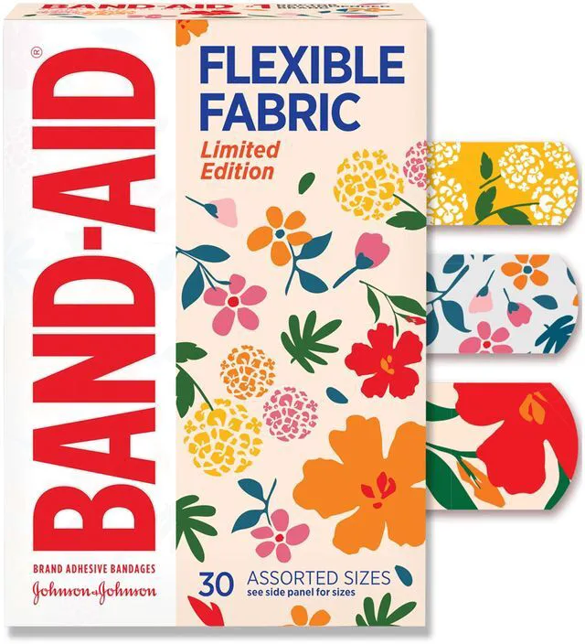 Main image of BAND-AID Flexible Fabric Adhesive Bandages, Wildflower Designs, 30 Count