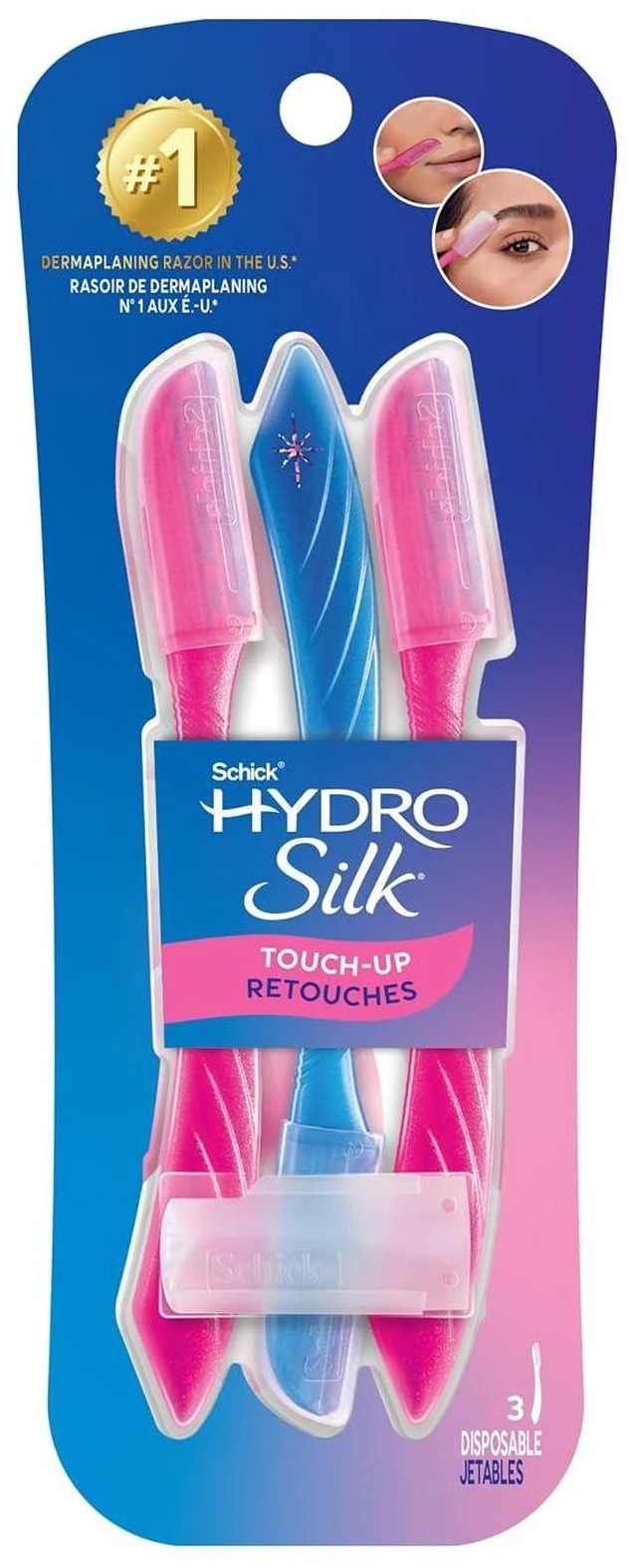 Main image of Schick Hydro Silk Touch-Up Dermaplane Razor for Women's Face, 3ct