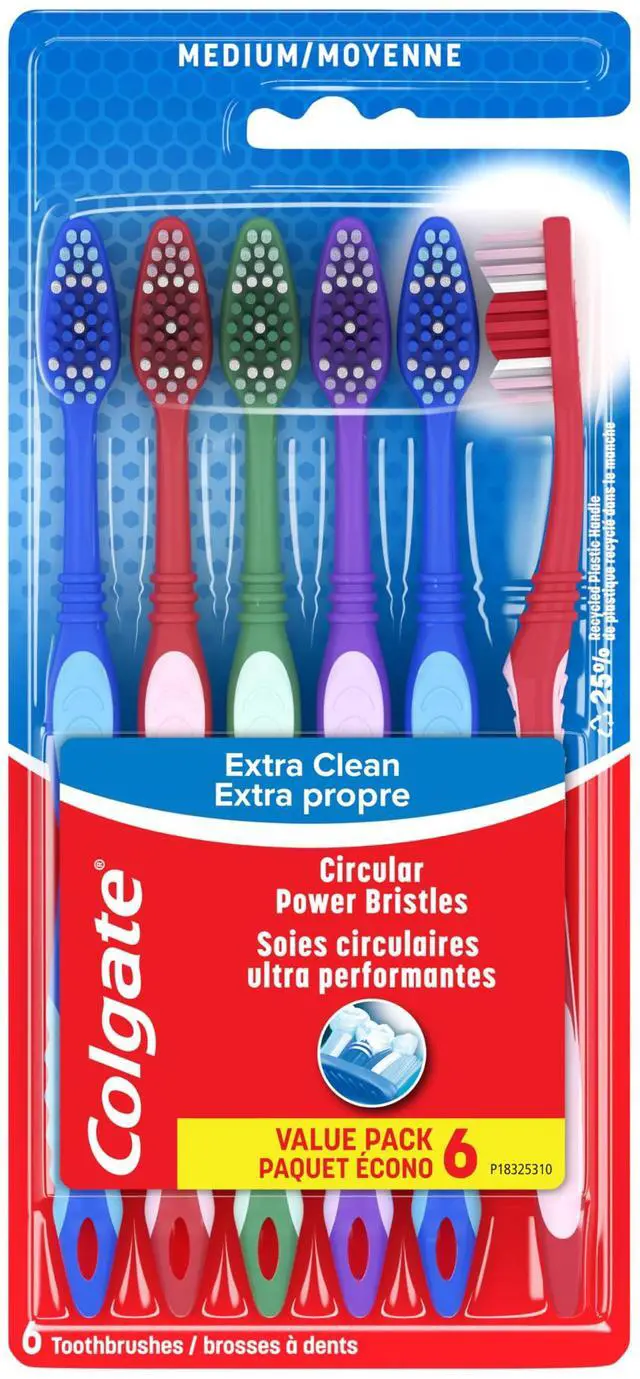 Main image of Colgate Extra Clean Medium Toothbrushes, 6 Pack