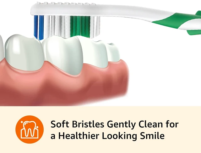 Alt view image 2 of 6 - Amazon Basics Clean Plus Soft Bristle Toothbrushes with Angled End-Tuft, Cheek and Tongue Cleaner, Full Size, 10 Count