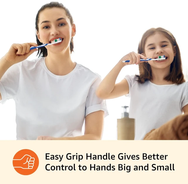 Alt view image 3 of 6 - Amazon Basics Clean Plus Soft Bristle Toothbrushes with Angled End-Tuft, Cheek and Tongue Cleaner, Full Size, 10 Count