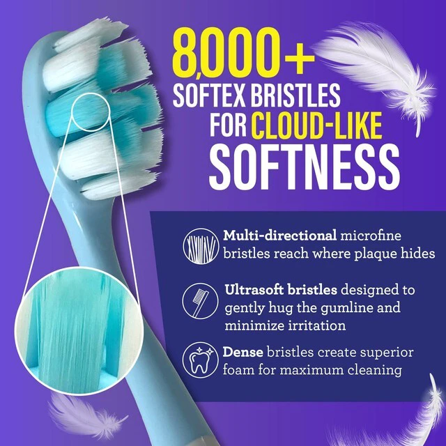 Alt view image 3 of 6 - GuruNanda Butter on Gums Toothbrush, ADA Accepted, 8000+ Ultra Soft Softex Bristles for Sensitive & Receding Gums, Assorted Colors, 6 Count