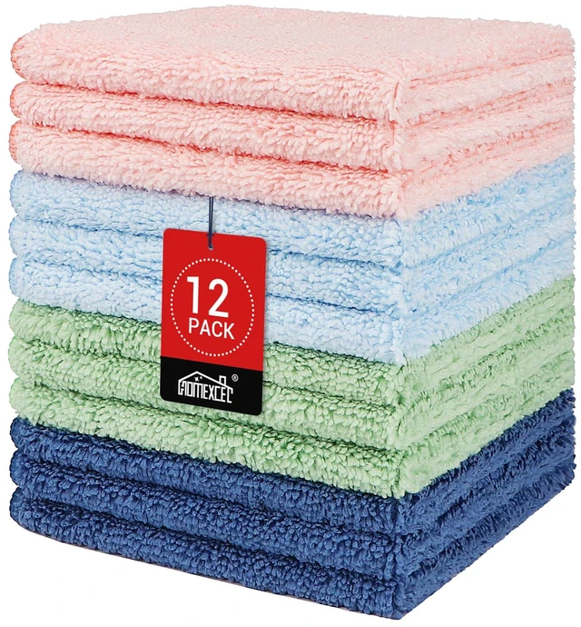 Main image of HOMEXCEL Washcloths 12PK, Ultra Soft & Highly Absorbent Face Towels, 12x12 in