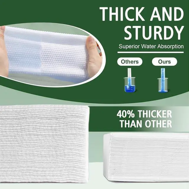 Alt view image 4 of 6 - Biodegradable Ultra Soft Thick Lint-Free Disposable Face Towels 100 Count, Makeup Remover Dry Wipes, Multi-Purpose Cleansing Towelettes for Sensitive Skin