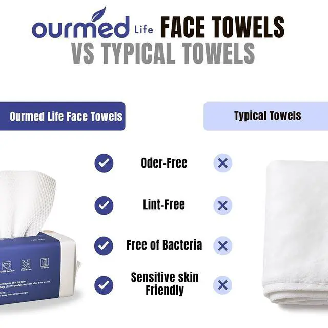Alt view image 2 of 6 - Ourmed Life Clean Disposable Face Towels, Ultra Soft & Absorbent, 100 Ct