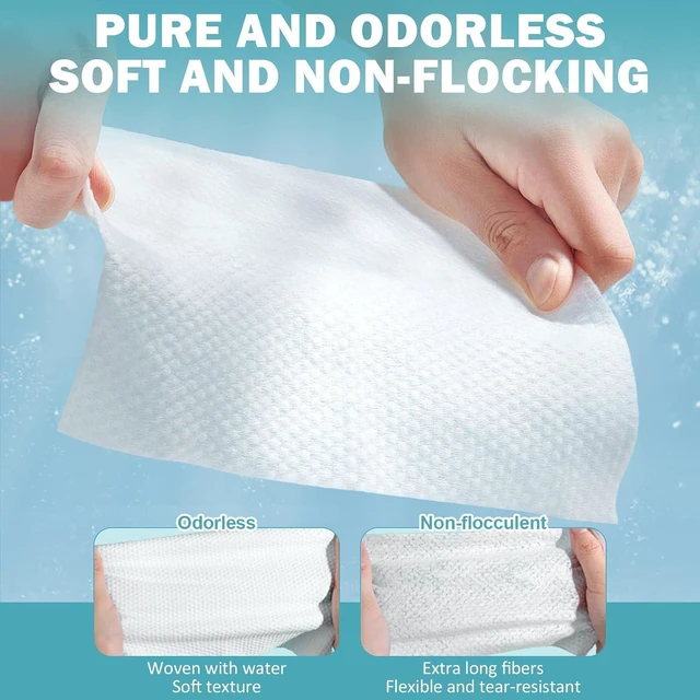Alt view image 2 of 7 - Disposable Face Towels 100 Count, Soft Cotton Makeup Remover Dry Wipes, Facial Cloths for Cleansing and Skincare