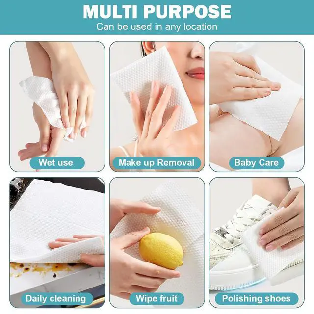 Alt view image 7 of 7 - Disposable Face Towels 100 Count, Soft Cotton Makeup Remover Dry Wipes, Facial Cloths for Cleansing and Skincare