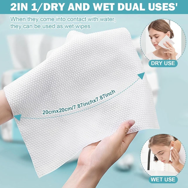 Alt view image 6 of 7 - Disposable Face Towels 100 Count, Soft Cotton Makeup Remover Dry Wipes, Facial Cloths for Cleansing and Skincare
