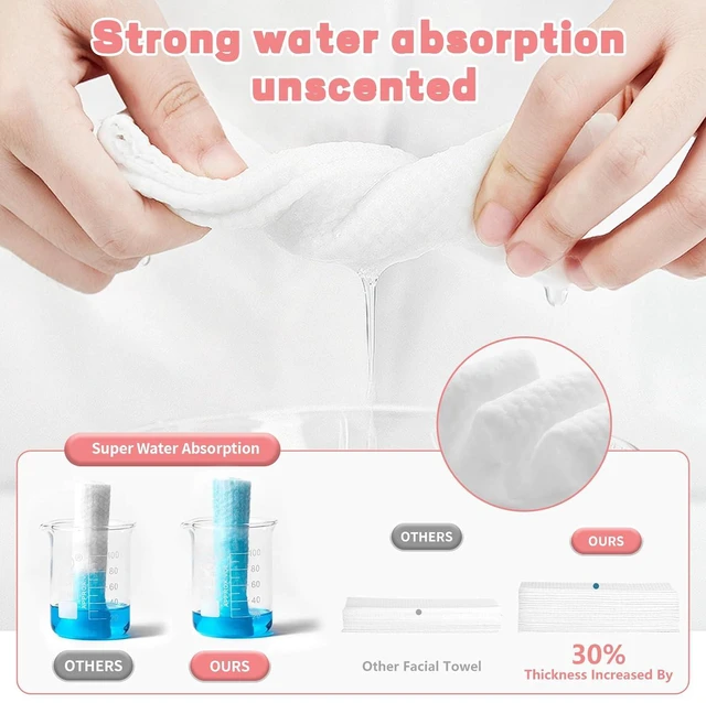 Alt view image 6 of 6 - 100 Count Disposable Face Towel, Ultra Soft & Thick, Biodegradable, for Sensitive Skin, Makeup Remover, Dry Wipes, Lint-Free Cleansing Towelettes