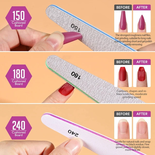 Alt view image 3 of 6 - Teenitor 6-Piece Nail File and Buffer Set, 100/180 Grit Emery Boards, Nail Buffer Block, Shine Kit for Natural Nails