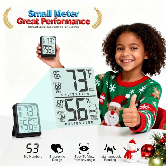 Alt view image 2 of 6 - Antonki Indoor Thermometer Hygrometer, Temperature and Humidity Meter