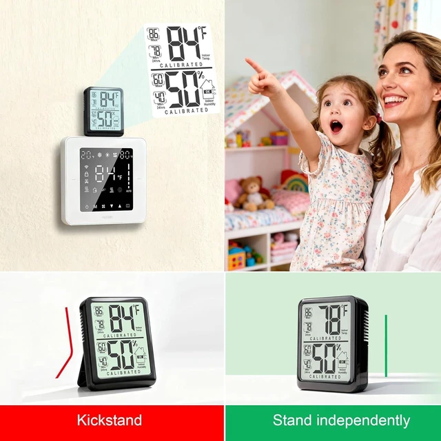 Alt view image 6 of 6 - Antonki Indoor Thermometer Hygrometer, Temperature and Humidity Meter