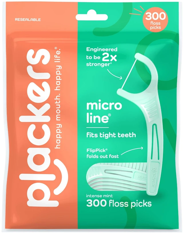 Main image of Plackers Micro Mint Dental Floss Picks, Fresh Mint, 300 Count