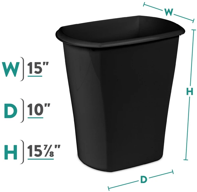 Alt view image 6 of 6 - Sterilite 5.5 Gallon Plastic Bathroom Trash Can with No Lid, Black
