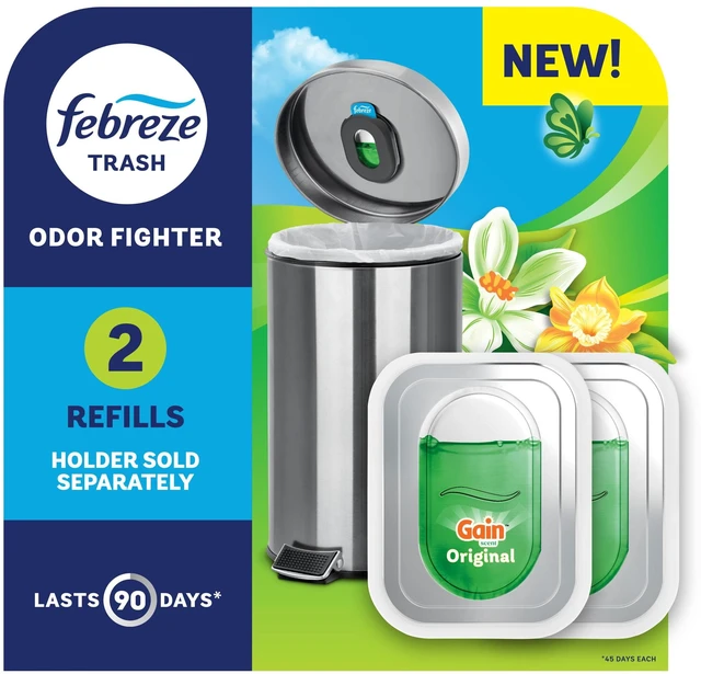 Main image of Febreze Trash Odor Fighter Trash Can Air Freshener Gain Original Scent 2 Refills