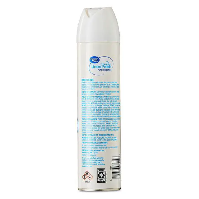 Alt view image 3 of 6 - Great Value Aerosol Air Freshener, Linen Fresh, 6 Pack, 8oz