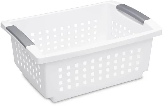 Main image of Sterilite Medium Stacking Basket, Open Plastic Bin, White