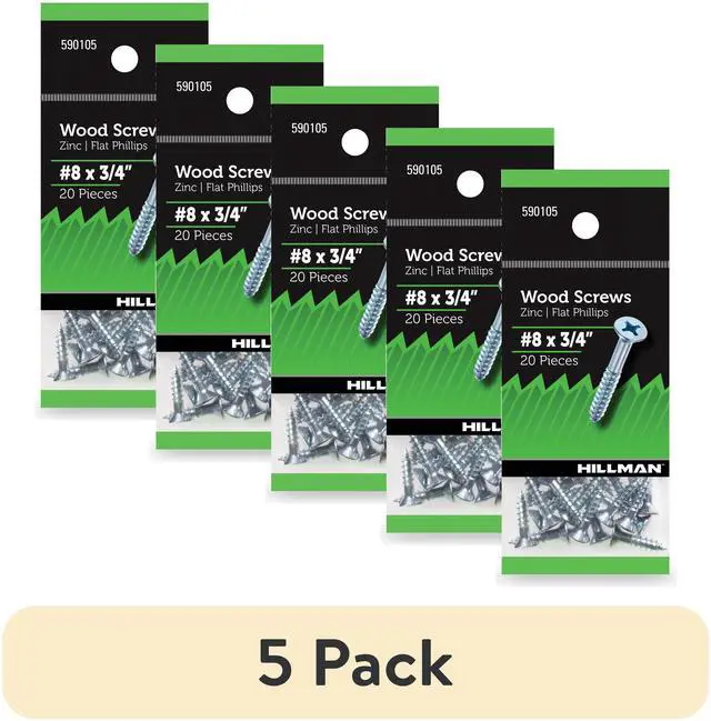 Main image of Hillman Wood Screws #8 x 3/4" Steel Zinc Interior Phillips Silver 5 Pack 20 Pack