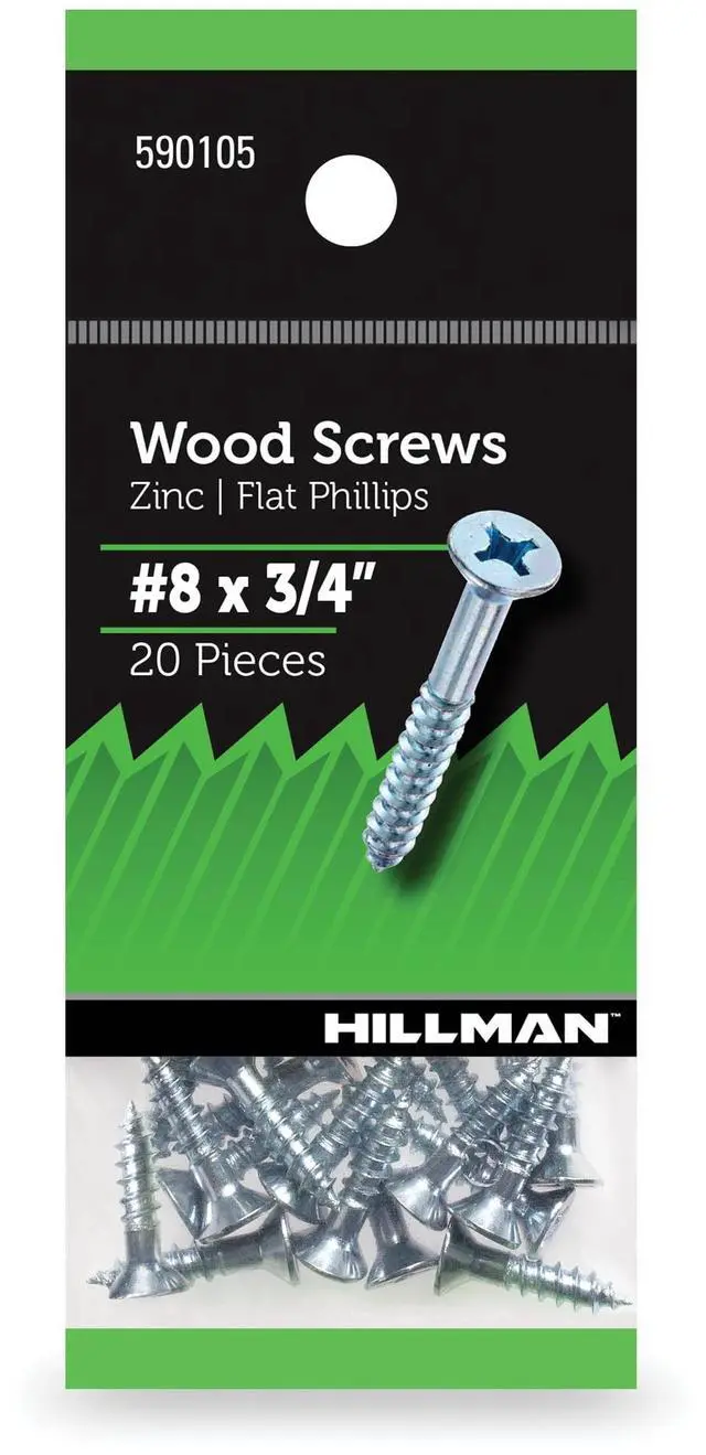 Alt view image 6 of 6 - Hillman Wood Screws #8 x 3/4" Steel Zinc Interior Phillips Silver 5 Pack 20 Pack