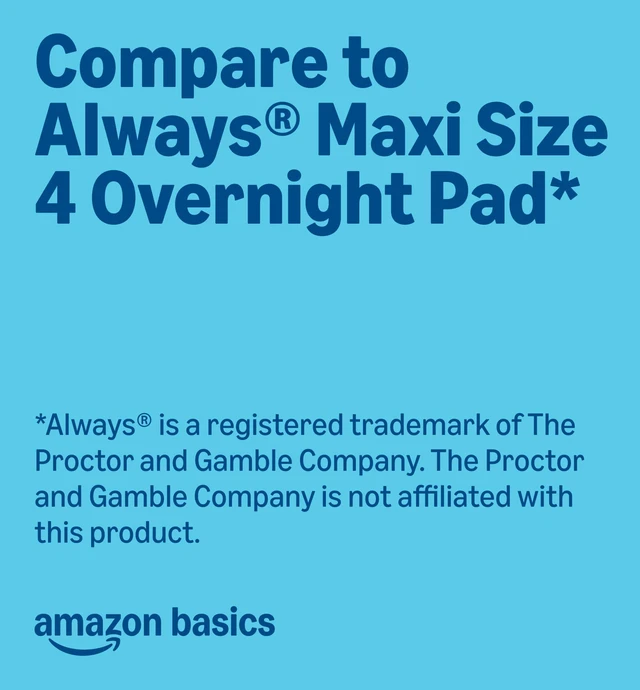 Alt view image 2 of 7 - Amazon Basics Thick Maxi Pads with Wings, Overnight Absorbency, Leak Protection, Super Absorbent, Unscented, Size 4, 28 Count
