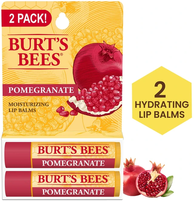Main image of Burt's Bees Moisturizing Lip Balm Value Pack, Pomegranate, 2 Tubes