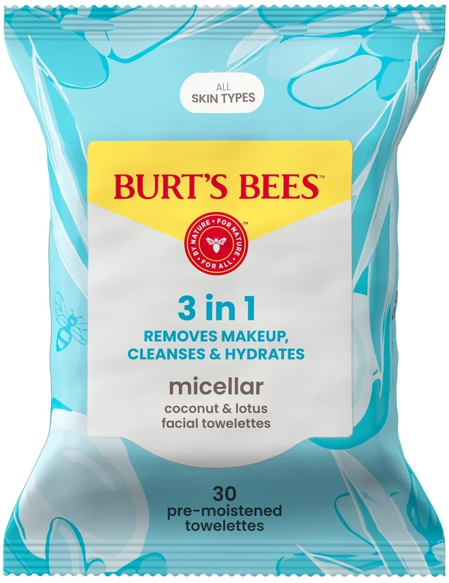 Main image of Burt's Bees Micellar Coconut and Lotus 3-in-1 Makeup Removing and Cleansing Wipes, 30 Count