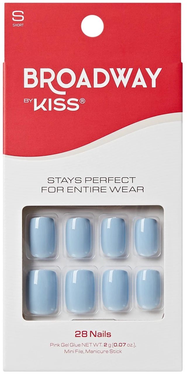 Main image of Broadway by Kiss Color Press On Nails Love Again Blue Short Squoval 28 Count