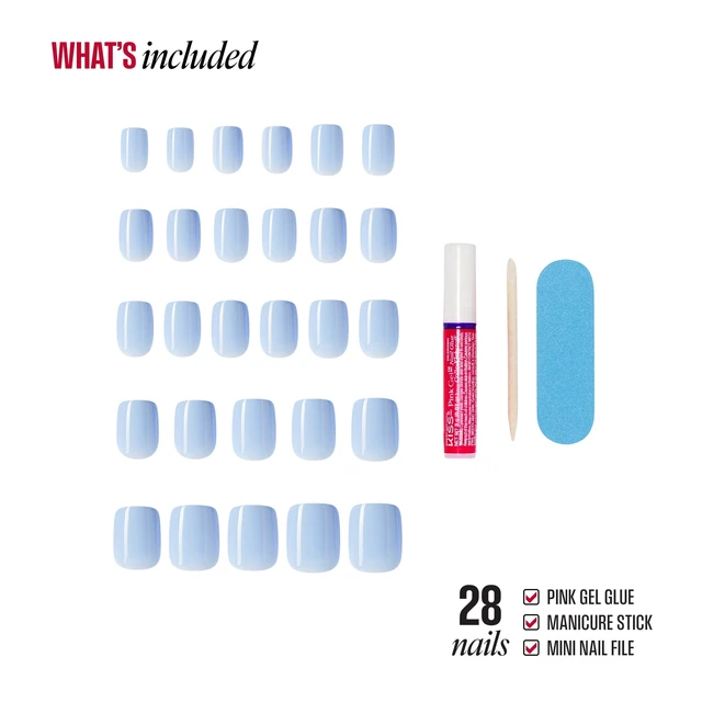 Alt view image 3 of 6 - Broadway by Kiss Color Press On Nails Love Again Blue Short Squoval 28 Count