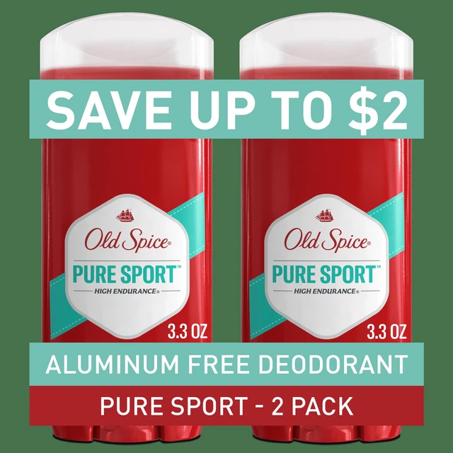 Main image of Old Spice High Endurance Pure Sport Aluminum Free Deodorant for Men, 3.4 oz, Twin Pack