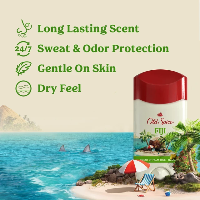 Alt view image 4 of 5 - Old Spice Men's Antiperspirant & Deodorant Fiji with Palm Tree, 24/7 Sweat Protection, 2.6 oz