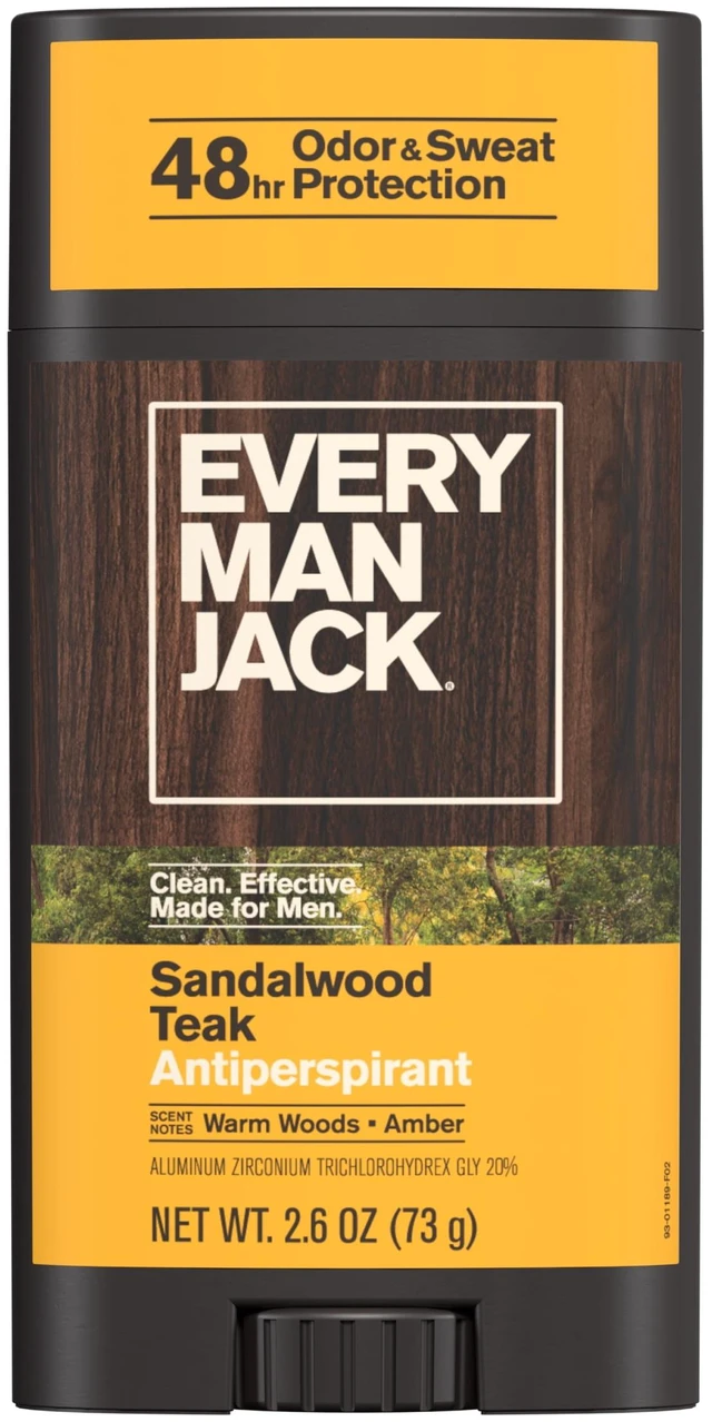 Main image of Every Man Jack Men's Sandalwood Teak Antiperspirant Deodorant - Odor Crushing, Long Lasting, Plant-Based, No Harsh Chemicals - 2.6 oz