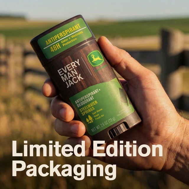 Alt view image 6 of 6 - Every Man Jack Limited Edition John Deere Collection Antiperspirant Deodorant for Men, Steelwater Springs, 2.6 oz