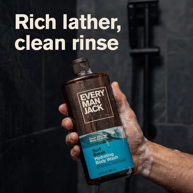 Alt view image 2 of 5 - Every Man Jack Surf Break Hydrating Body Wash, All Skin Types, Naturally Derived, Long Lasting Scent, 16.9 fl oz, 1 Count