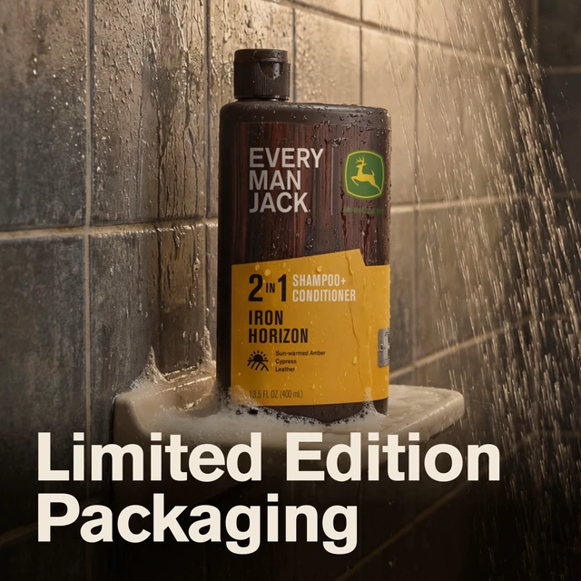 Alt view image 3 of 6 - Every Man Jack Limited Edition John Deere Collection 2-in-1 Shampoo and Conditioner, Iron Horizon Scent, 13.5 oz