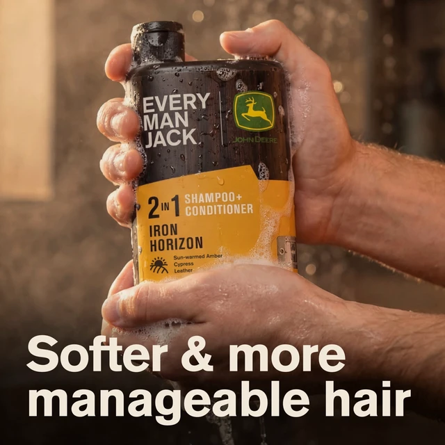 Alt view image 4 of 6 - Every Man Jack Limited Edition John Deere Collection 2-in-1 Shampoo and Conditioner, Iron Horizon Scent, 13.5 oz