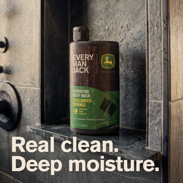 Alt view image 6 of 6 - Every Man Jack Limited Edition John Deere Collection Hydrating Men's Body Wash, Steelwater Springs Scent, 13.5oz