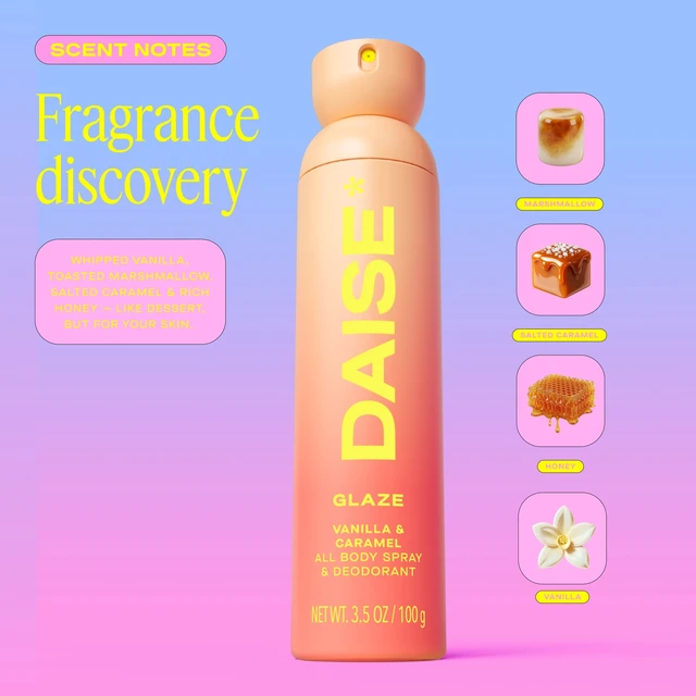 Alt view image 2 of 6 - DAISE All Body Spray & Deodorant, Glaze (Vanilla & Caramel), 3.5 oz / 100 g, 24-Hour Freshness