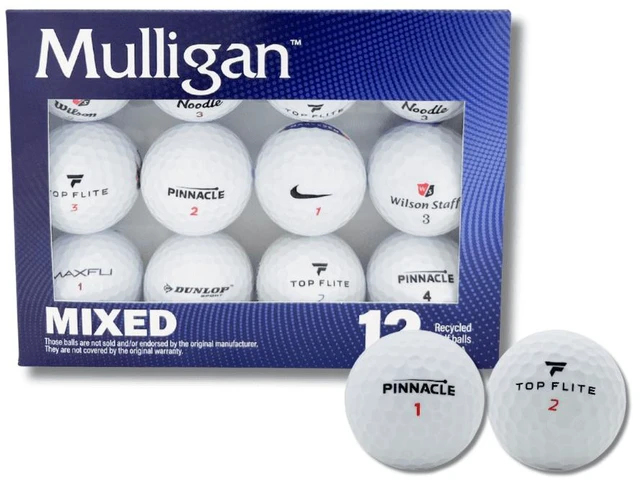 Alt view image 2 of 5 - Mulligan Recycled White Golf Balls, Mixed Brands 12-Pack