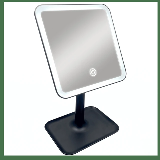 Alt view image 6 of 6 - Mainstays LED Lighted Vanity Makeup Mirror, 5X Magnifying, with Storage Tray, Rich Black Finish