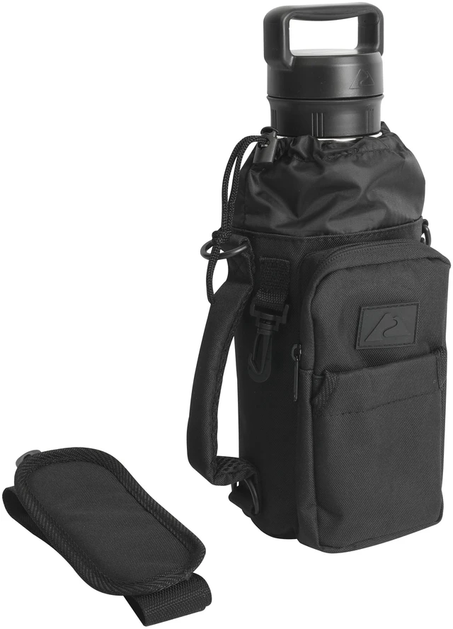 Main image of Ozark Trail 32-40 fl oz Water Bottle Sling with Shoulder Strap and Front Zipper Pocket, Black