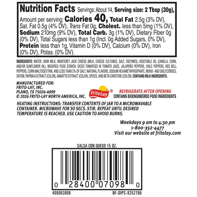 Alt view image 2 of 7 - Tostitos Con Queso Cheese, No Artificial Colors or Flavors, 15oz Jar