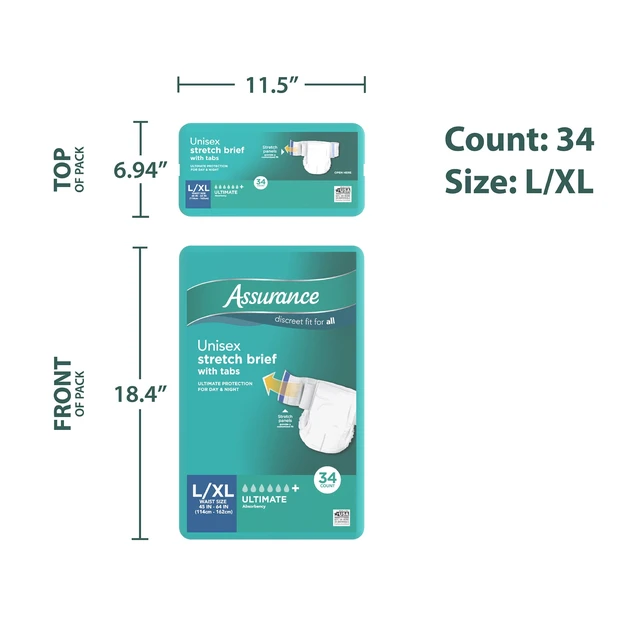 Alt view image 3 of 7 - Assurance Unisex Stretch Briefs with Tabs, L/XL, 34 Count