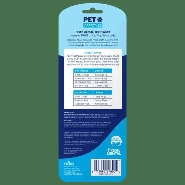 Alt view image 6 of 7 - Naturel Promise Fresh Dental 2oz Gel and Toothbrush Tooth Brushing Kit for Dogs and Cats