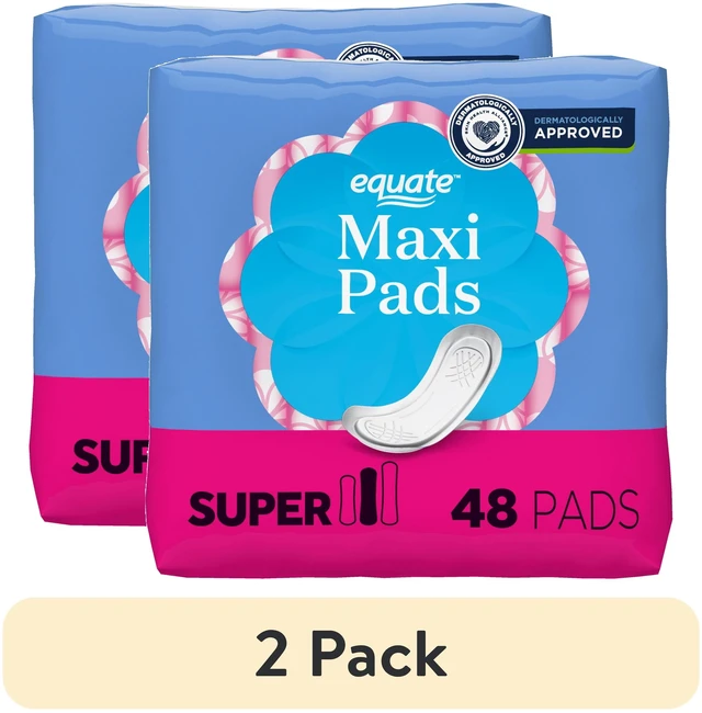 Main image of Equate Maxi Pads, Super Absorbency, Size 2, 48 Count, 2-Pack