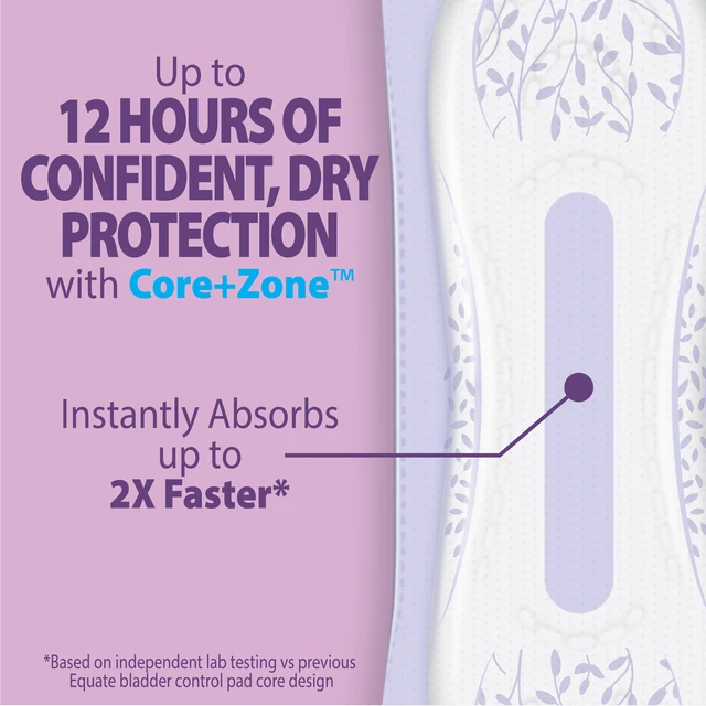 Alt view image 3 of 6 - Equate Options Women's Incontinence Pads, Size 2, Moderate Absorbency, Regular Length, 72 Count