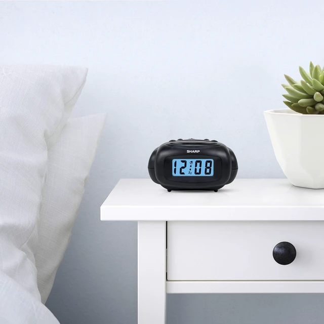 Alt view image 4 of 5 - SHARP Digital Alarm Clock, Black, LCD Display, Battery Operated, Travel Clock (Small)