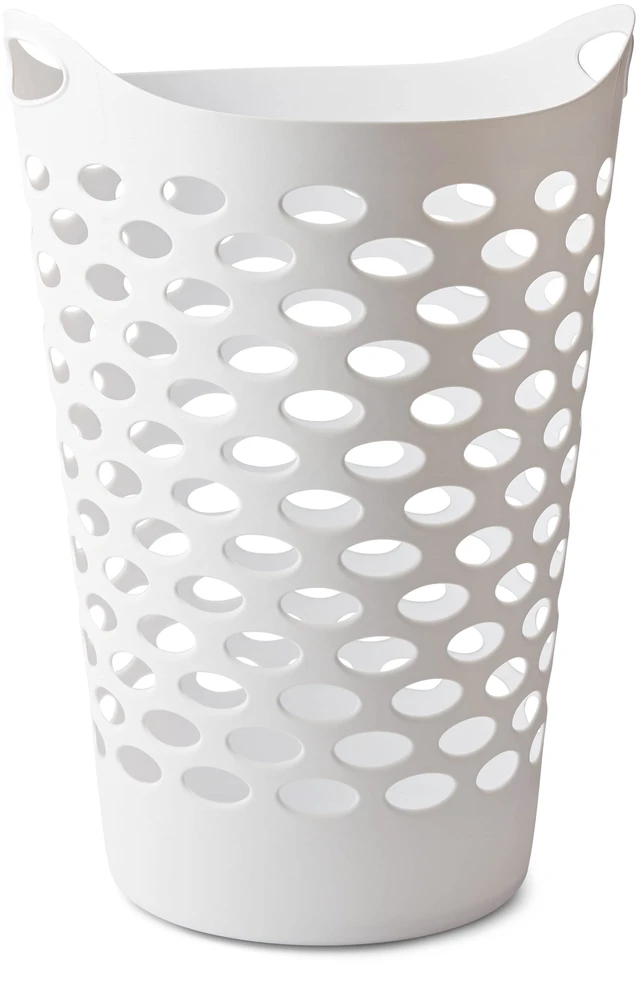 Main image of Mainstays Flexible Round Laundry Hamper, White Plastic