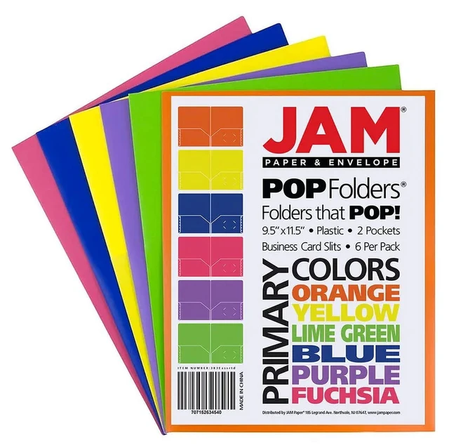 Alt view image 5 of 6 - JAM Paper Plastic 2 Pocket Folders, Assorted Primary Colors, 6 Pack